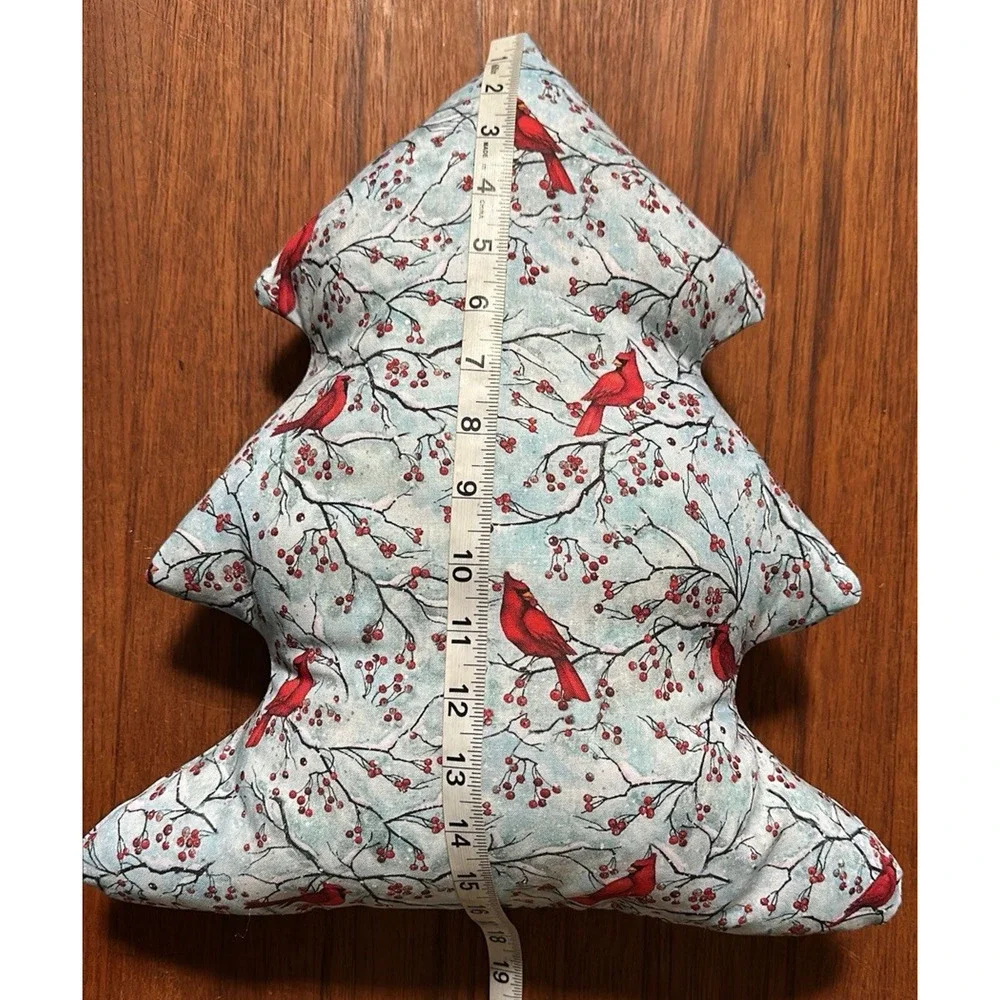 Handmade Christmas Tree Accent Decor Pillow Red Cardinals 15